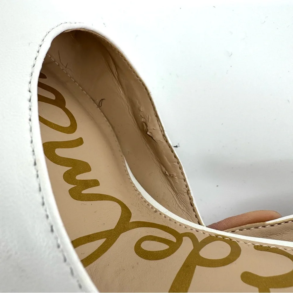 Sam Edelman d’Orsay Leather Pump Pointed Stiletto Heels in White Size 6.5